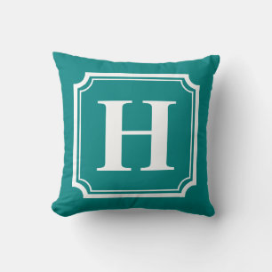Classic Borders   Teal Personalised Monogram Cushion
