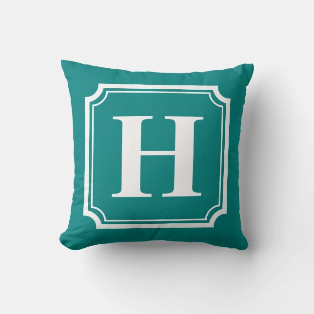 Classic Borders | Teal Personalised Monogram Cushion (Front)