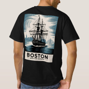 Classic Boston Harbor Massachusetts Vintage Ship T-Shirt