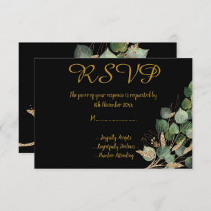 CLASSIC BOTANICAL BLACK All Occassion RSVP   Invitation