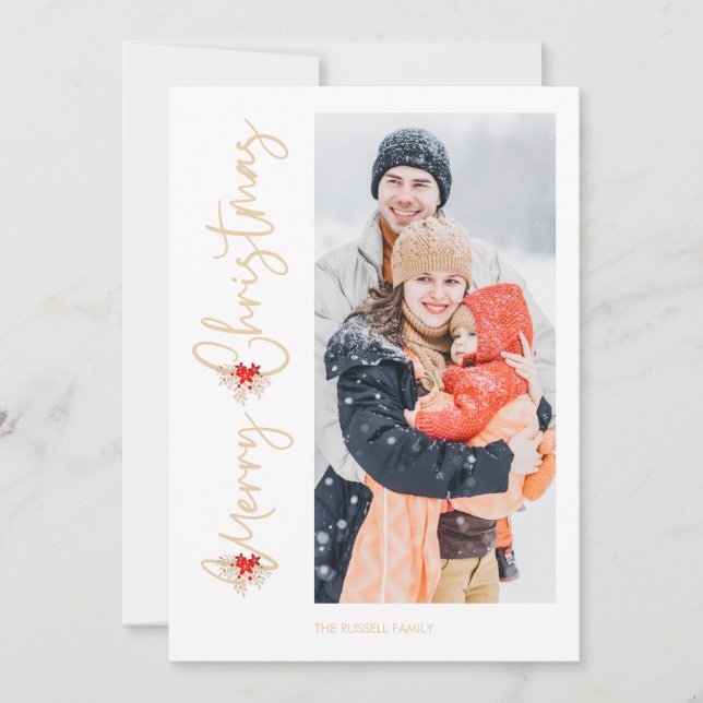 Classic Botanical Bouquet Merry Christmas Photo (Front)