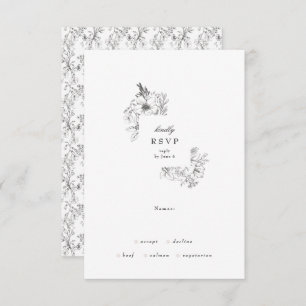Classic Botanical Floral Wreath Wedding RSVP Card