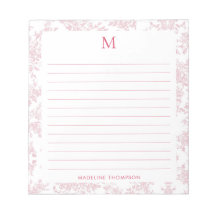 Classic Botanical Toile Monogram Red Lined