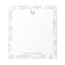 Classic Botanical Toile Monogram Red