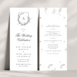 classic botanicals monogram crest wedding programme<br><div class="desc">This is a rack card for the wedding ceremony program for a classic romantic outdoor,  garden-inspired wedding or just a simply love florals and botanicals with its clean,  classic element of design elegance and text typography by Phrosne Ras Design. 
This invite is part of a unique suite and collection.</div>