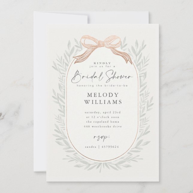 Classic Bow Bridal Shower Invitation (Front)