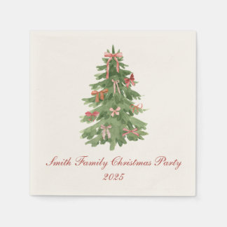 Classic Bow Tree Family Christmas Party Holiday Napkin
