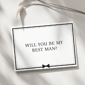 Classic Bowtie Black and White Best Man Proposal Card
