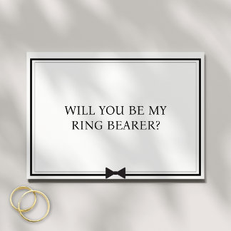 Classic Bowtie Minimalist Ring Bearer Proposal Card