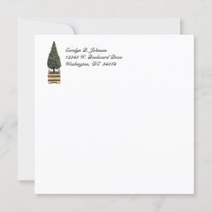 Classic Boxwood Topiary Elegant Simple Flat Card