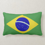 Classic Brazilian Flag Lumbar Cushion<br><div class="desc">The unique and beautiful green and blue flag of Brazil.</div>