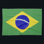 Classic Brazilian Flag Tea Towel<br><div class="desc">The unique and beautiful green and blue flag of Brazil.</div>