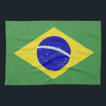 Classic Brazilian Flag Tea Towel<br><div class="desc">The unique and beautiful green and blue flag of Brazil.</div>