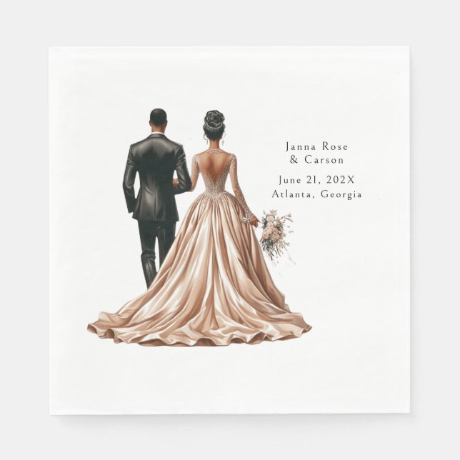 Classic Bride Groom Personalised Napkin (Front)