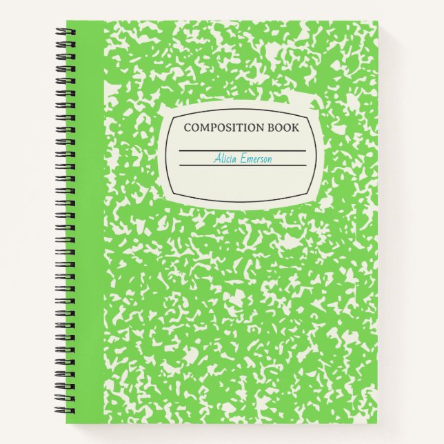 Classic Bright Green Customisable Composition  Notebook (Front)