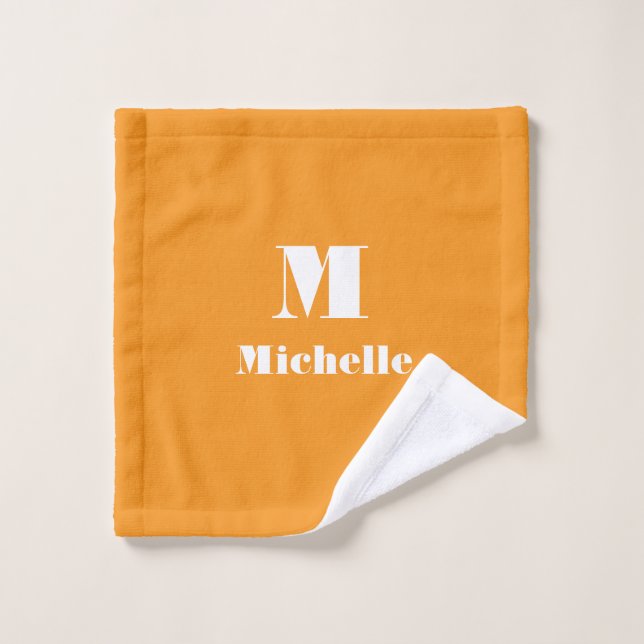 Classic Bright Orange Name Initial Letter Wash Cloth (Wash Cloth)