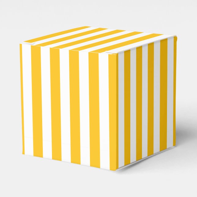 Classic Bright Sunny Yellow Orange & White Stripes Favour Box (Front Side)