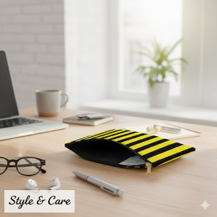 Classic Bright Yellow and Black Striped Accessory Pouch