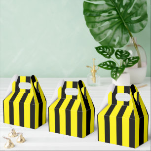 Classic Bright Yellow and Black Striped Gable Favour Box