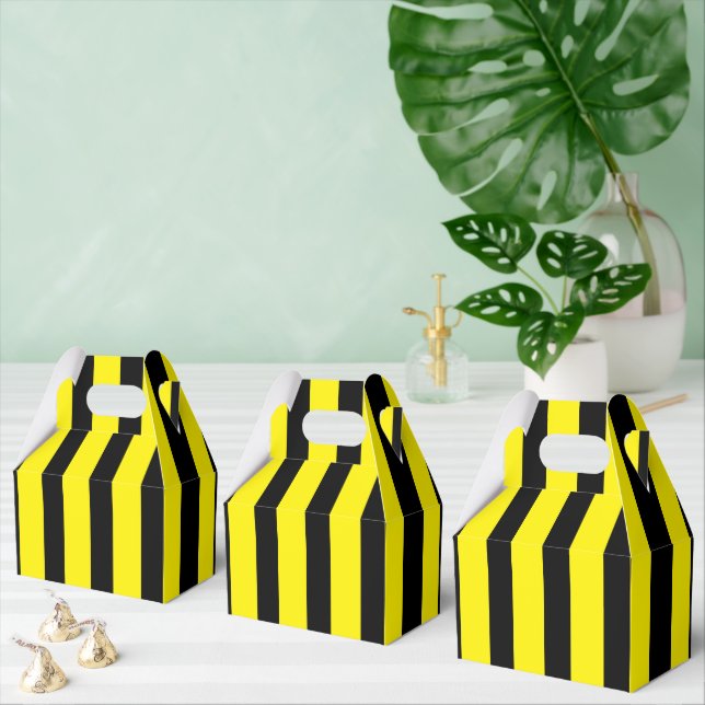 Classic Bright Yellow and Black Striped Gable Favour Box (Multiple)