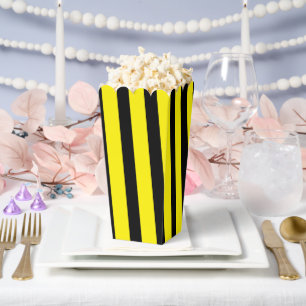 Classic Bright Yellow and Black Striped Popcorn Favour Box