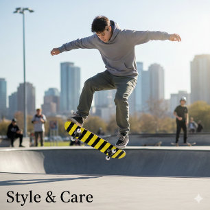 Classic Bright Yellow and Black Striped Skateboard