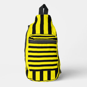 Classic Bright Yellow and Black Striped Sling Bag