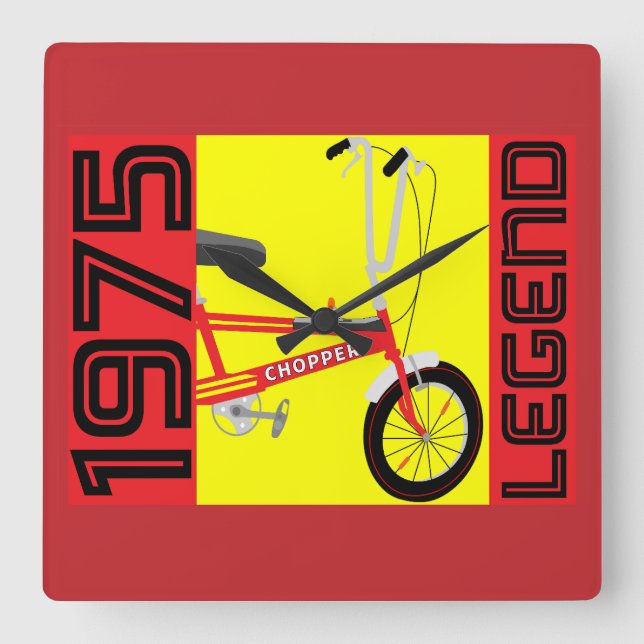 Classic British 1970's Iconic Bicycle Square Wall Clock (Front)