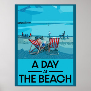 Classic British Beach Art  British Sea Side Poster