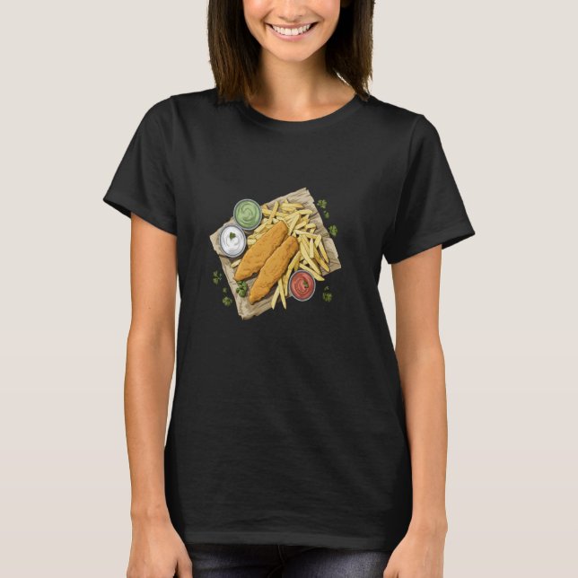 Classic British Fish And Chips Graphic T-Shirt (Front)