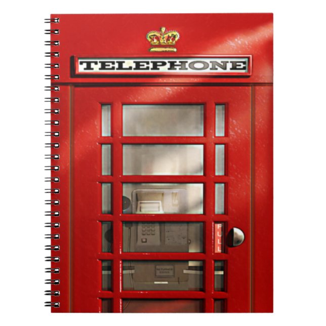 Classic British Red Telephone Box Spiral Notebook (Front)