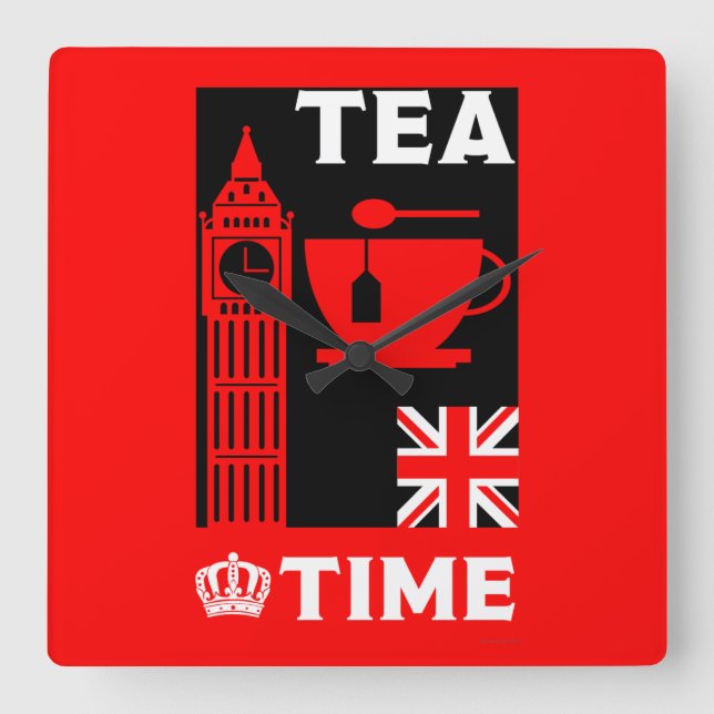 Classic British Tea Drinkers       Square Wall Clock (Front)