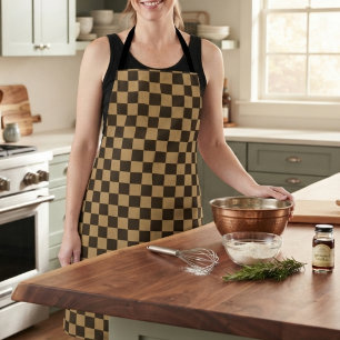Classic Brown and Beige Chequerboard Apron