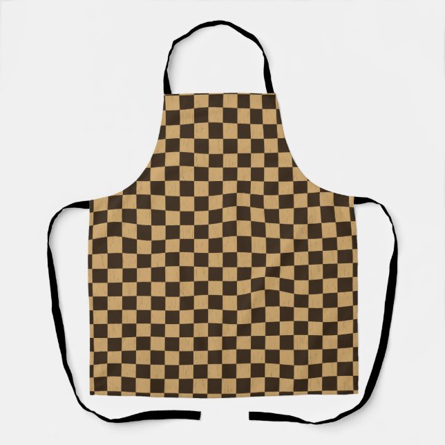 Classic Brown and Beige Chequerboard  Apron (Front)