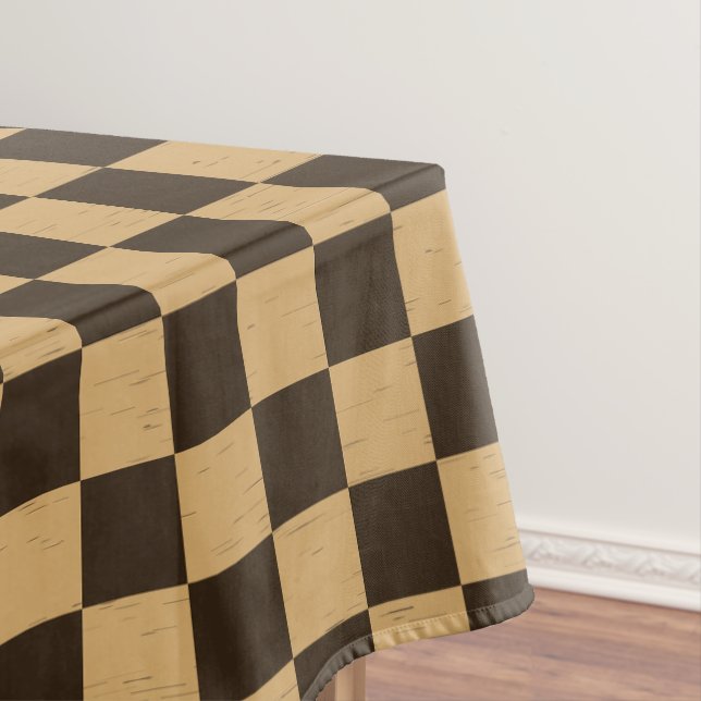 Classic Brown and Beige Chequerboard  Tablecloth (In Situ)