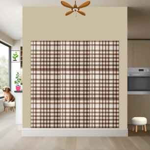 Classic Brown and White Gingham Checkered Tile