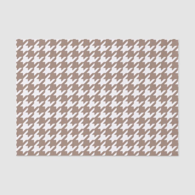 Classic Brown and White Houndstooth Pattern Tissue Paper (Front)