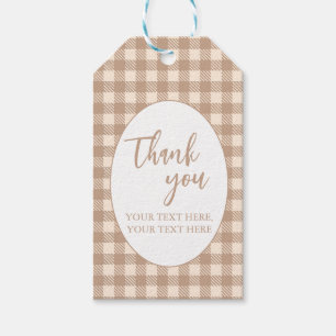 Classic brown beige gingham preppy Farmer's Market Gift Tags