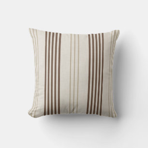 Classic Brown Beige Ticking Stripe Pattern Cushion