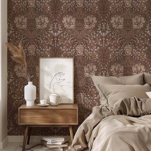 Classic Brown & Beige William Morris Honeysuckle Wallpaper (Creator Uploaded)