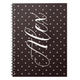 Classic Brown Boho Polka Dot Pattern Graphic Notebook