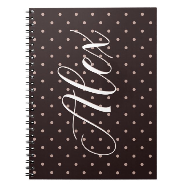 Classic Brown Boho Polka Dot Pattern Graphic Notebook (Front)
