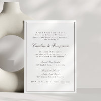 Classic Brown Border Script Elegant Wedding RSVP