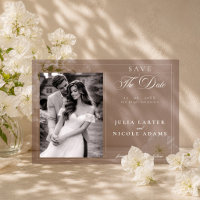 Classic Brown Calligraphy Photo Save The Date