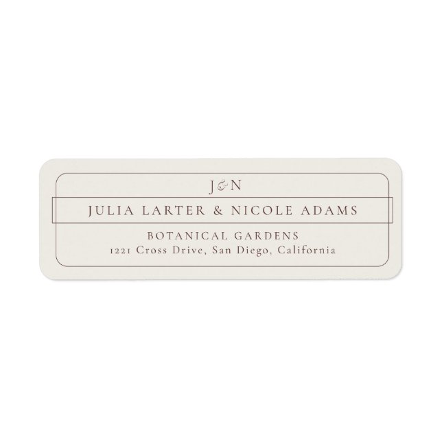 Classic Brown Calligraphy Return Address Label (Front)
