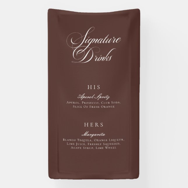 Classic Brown Calligraphy Signature Drinks Menu Banner (Vertical)