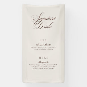 Classic Brown Calligraphy Signature Drinks Menu Banner