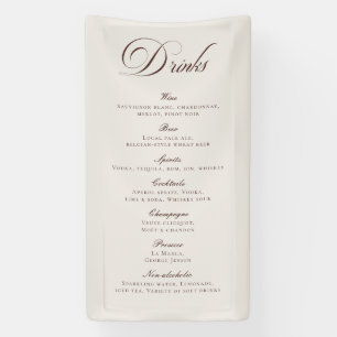 Classic Brown Calligraphy Wedding Drinks Bar Menu Banner