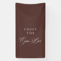 Classic Brown Calligraphy Wedding Open Bar