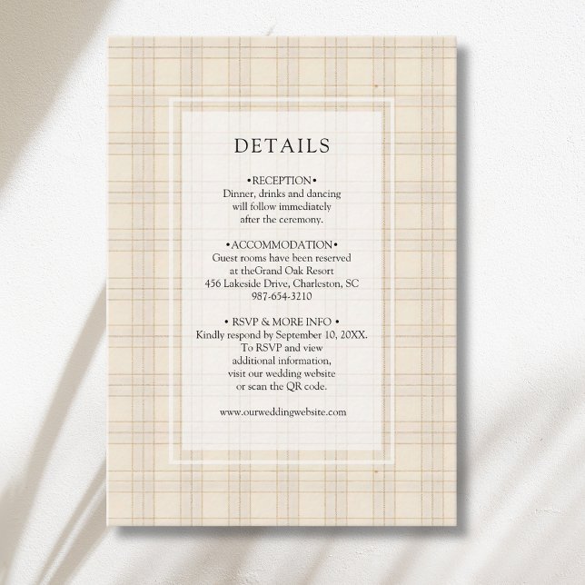 Classic Brown Cappuccino Plaid Rustic Details Enclosure Card (Creator Uploaded)